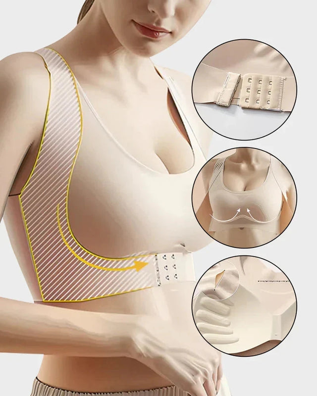 Cross Back Front Closure Wireless Posture Support Bra
