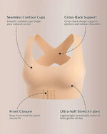 Cross Back Front Closure Wireless Posture Support Bra