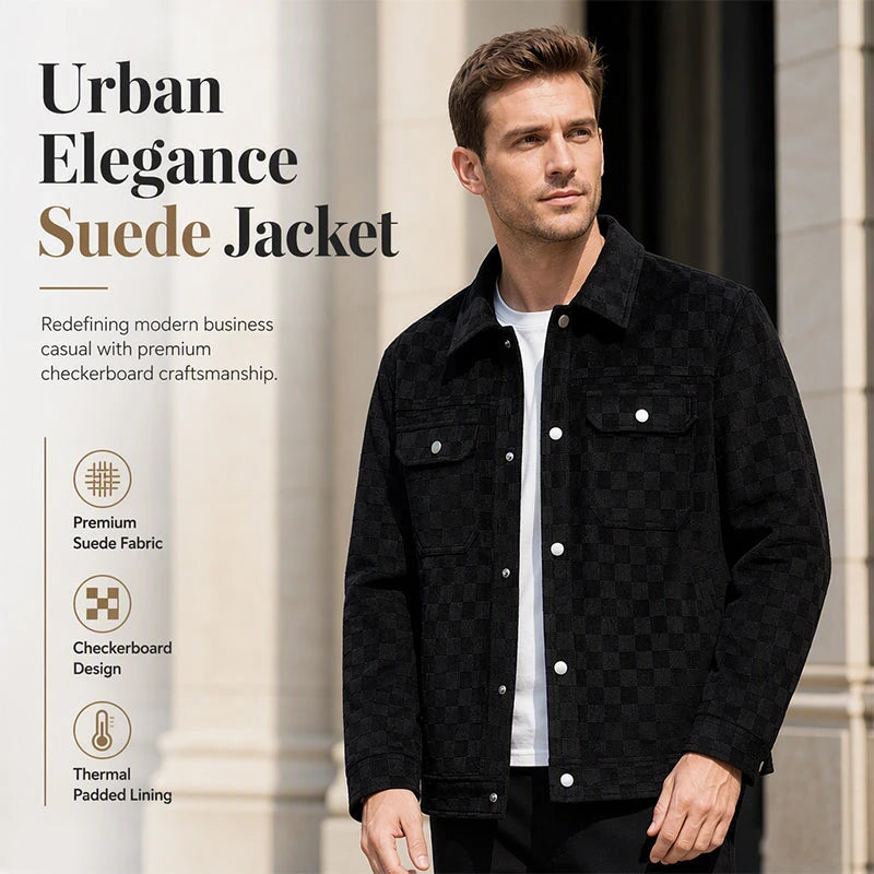 Men's Faux Suede Checkerboard Jacket