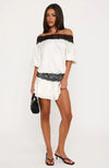 Off Shoulder Satin Mini Dress