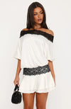 Off Shoulder Satin Mini Dress