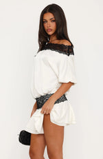 Off Shoulder Satin Mini Dress
