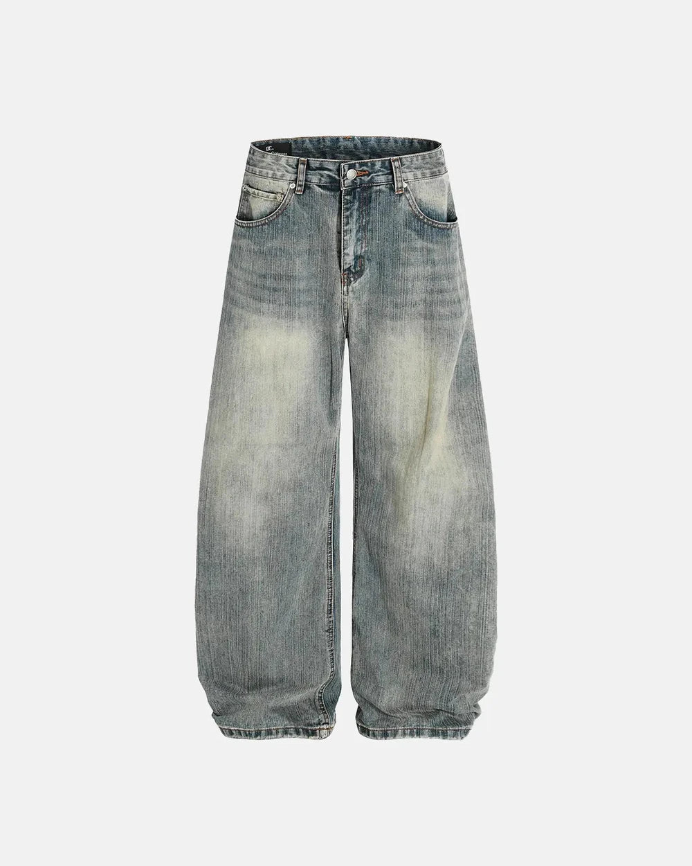 Washed Bamboo Weave Baggy Jeans