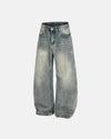 Washed Bamboo Weave Baggy Jeans