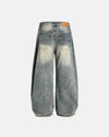 Washed Bamboo Weave Baggy Jeans
