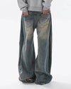 Washed Bamboo Weave Baggy Jeans