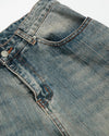 Washed Bamboo Weave Baggy Jeans