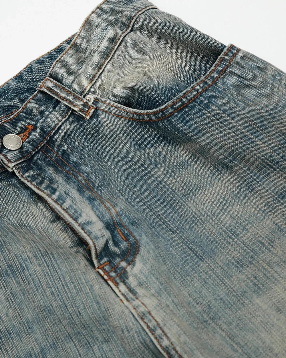 Washed Bamboo Weave Baggy Jeans