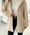 Women's Fuzzy Sherpa Hooded Cardigan, Soft Plush Fleece Open Front Coat