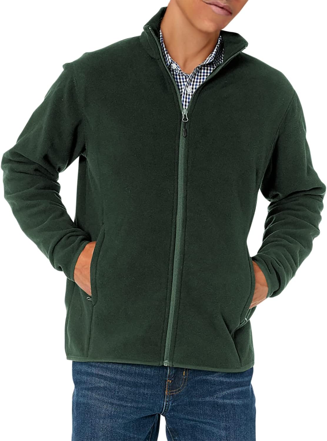 Men's Full-Zip Polar Fleece Jacket with Zippered Pockets for Cold Outdoor Weather (Available in Big & Tall)