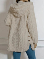 Women's Fuzzy Sherpa Hooded Cardigan, Soft Plush Fleece Open Front Coat