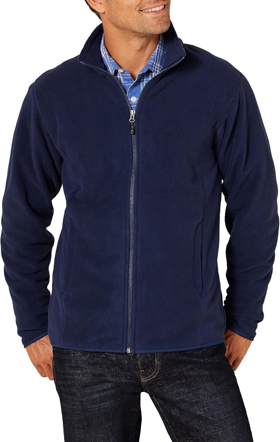 Men's Full-Zip Polar Fleece Jacket with Zippered Pockets for Cold Outdoor Weather (Available in Big & Tall)