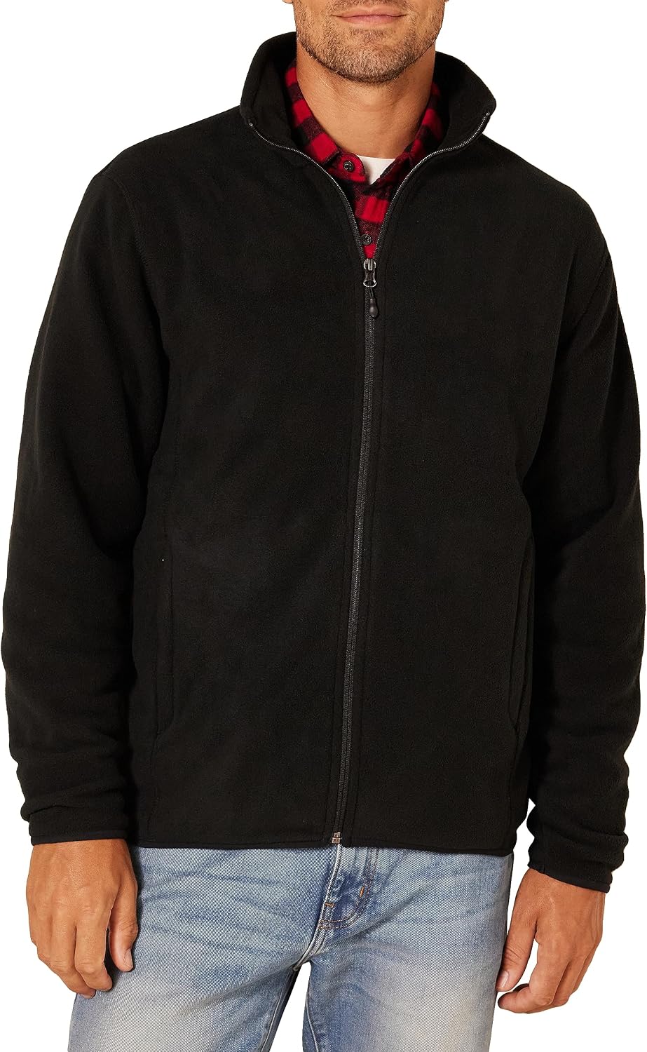 Men's Full-Zip Polar Fleece Jacket with Zippered Pockets for Cold Outdoor Weather (Available in Big & Tall)