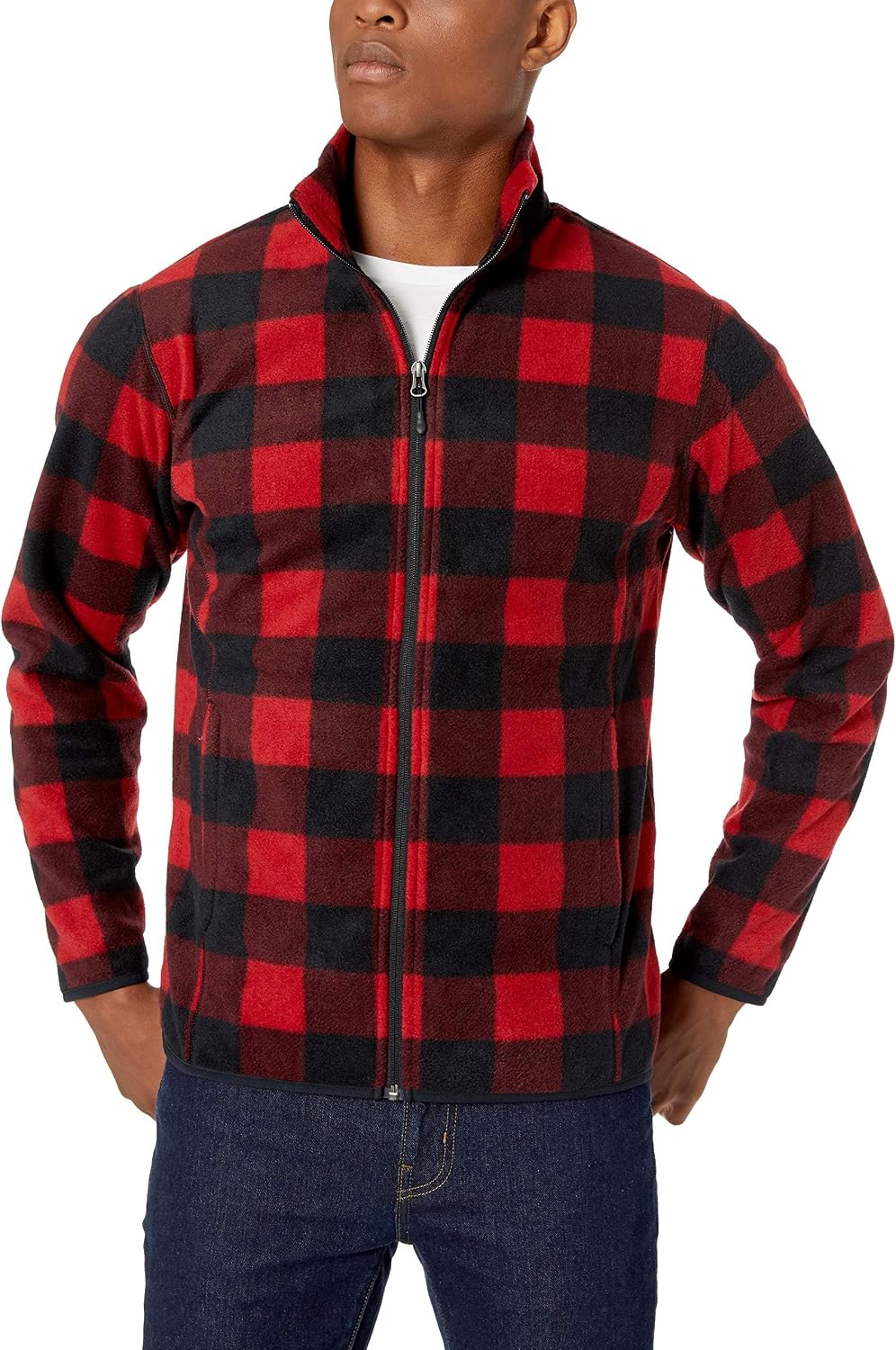 Men's Full-Zip Polar Fleece Jacket with Zippered Pockets for Cold Outdoor Weather (Available in Big & Tall)