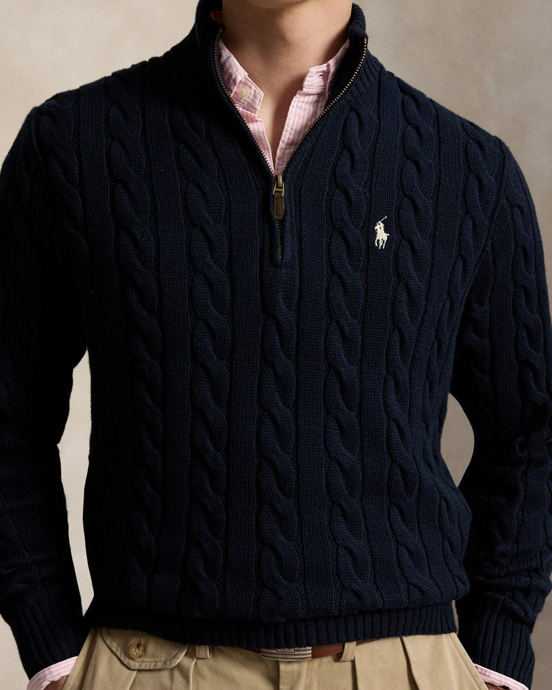 Polo Ralph Lauren Pull camionneur torsadé en coton Homme – Bleu marine