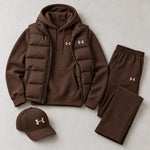 Winter Puffer Vest Hoodie Outfit Set