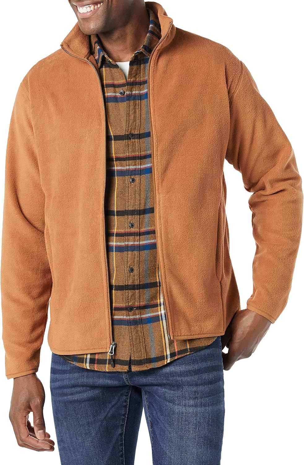 Men's Full-Zip Polar Fleece Jacket with Zippered Pockets for Cold Outdoor Weather (Available in Big & Tall)
