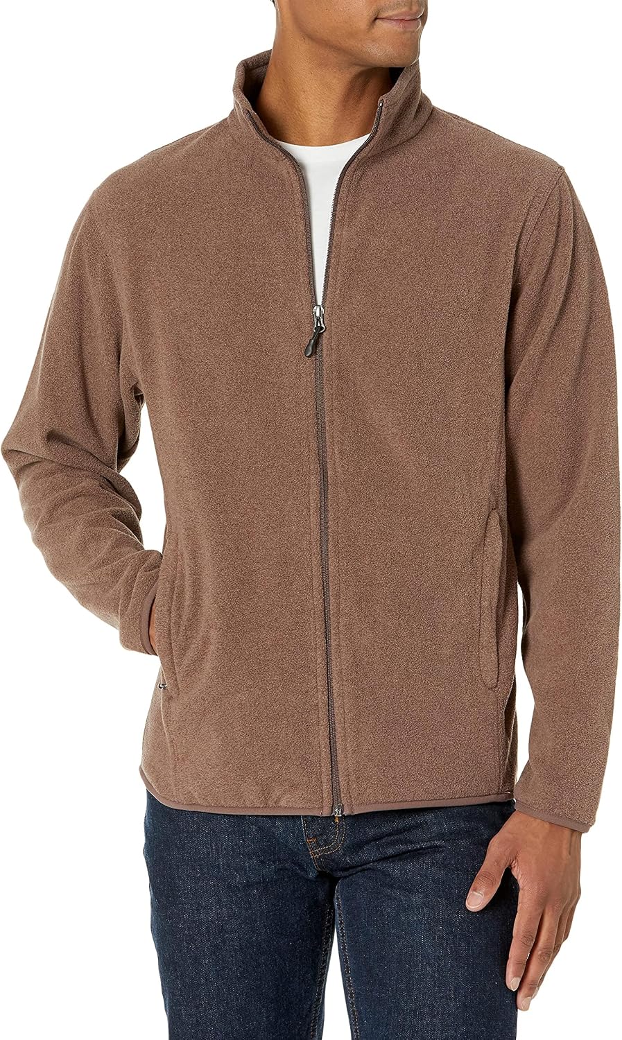Men's Full-Zip Polar Fleece Jacket with Zippered Pockets for Cold Outdoor Weather (Available in Big & Tall)