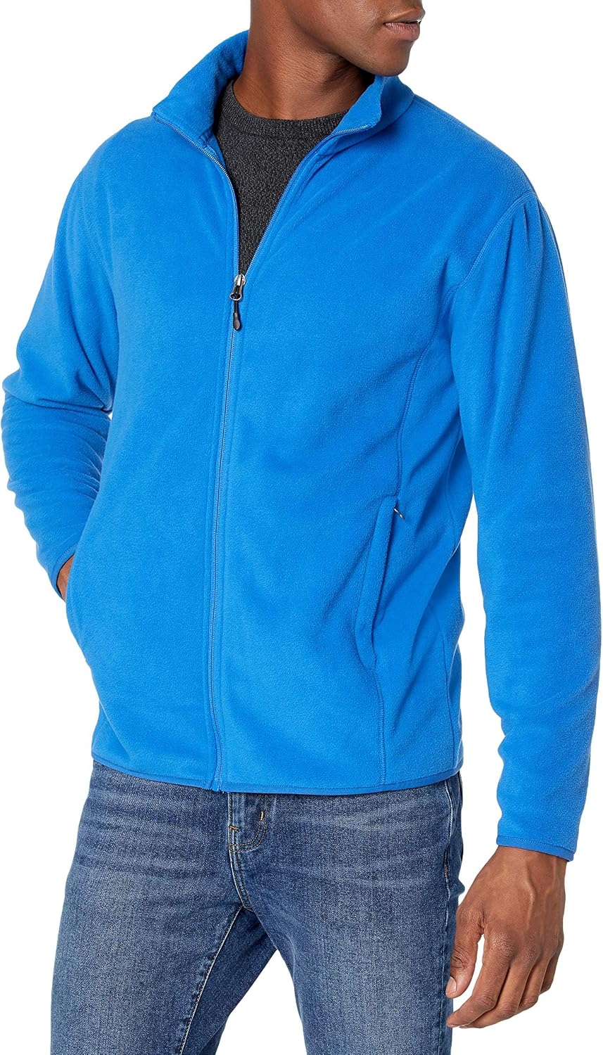 Men's Full-Zip Polar Fleece Jacket with Zippered Pockets for Cold Outdoor Weather (Available in Big & Tall)