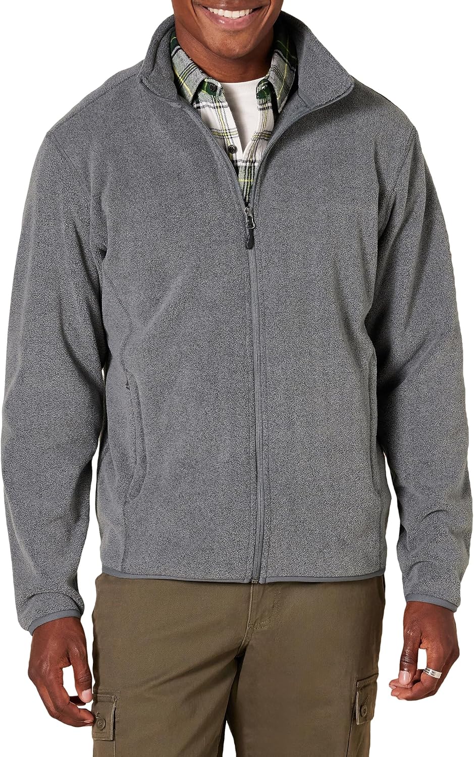 Men's Full-Zip Polar Fleece Jacket with Zippered Pockets for Cold Outdoor Weather (Available in Big & Tall)