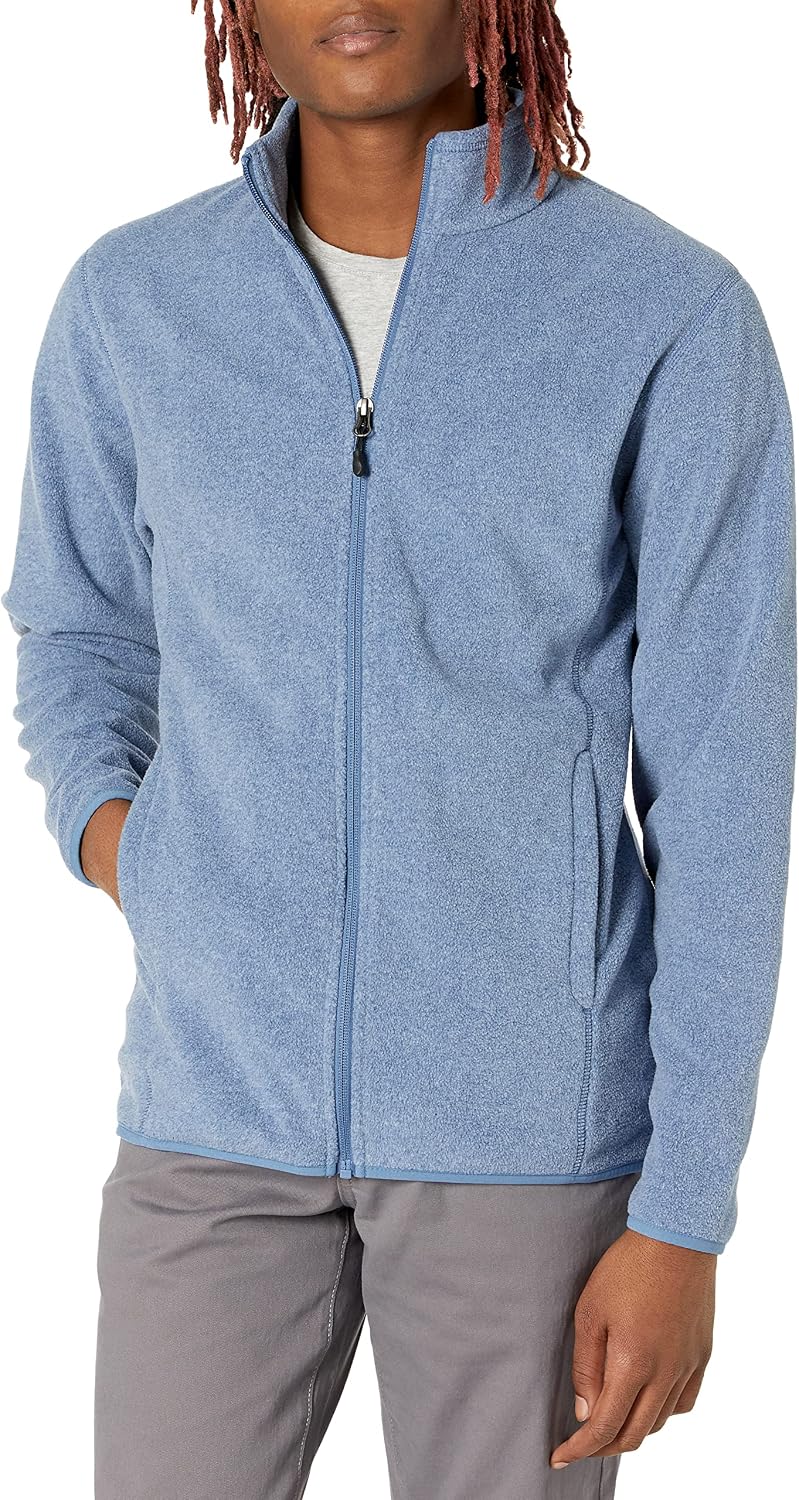 Men's Full-Zip Polar Fleece Jacket with Zippered Pockets for Cold Outdoor Weather (Available in Big & Tall)