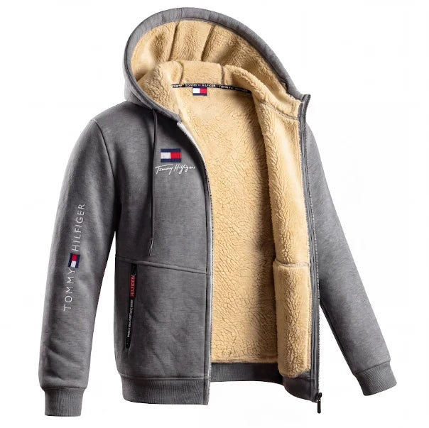 Men's Contrast-Lined Hooded Full-Zip Jacket
