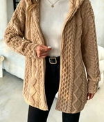 Women's Fuzzy Sherpa Hooded Cardigan, Soft Plush Fleece Open Front Coat
