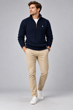 Polo Ralph Lauren Pull camionneur torsadé en coton Homme – Bleu marine