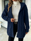 Women's Fuzzy Sherpa Hooded Cardigan, Soft Plush Fleece Open Front Coat